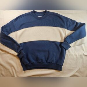 Hollister Mens Blue & White Boxy Fit Long Sleeve Crewneck Sweatshirt Size Small